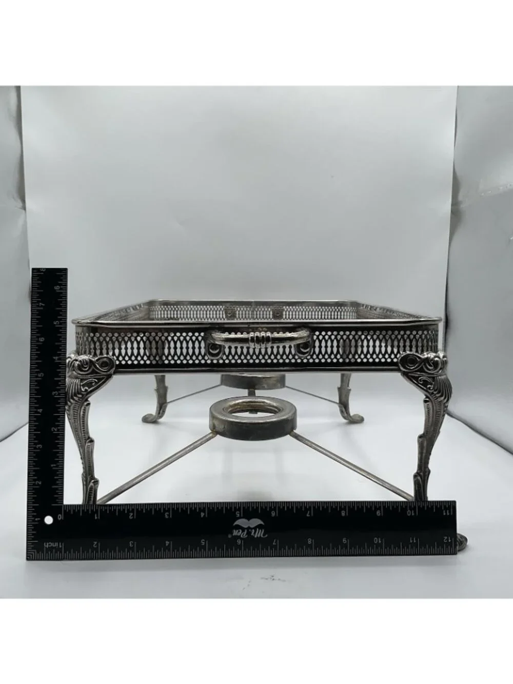 Vintage Silverplate Double Chafing Dish Buffet Server Glass Inserts Ornate Warm